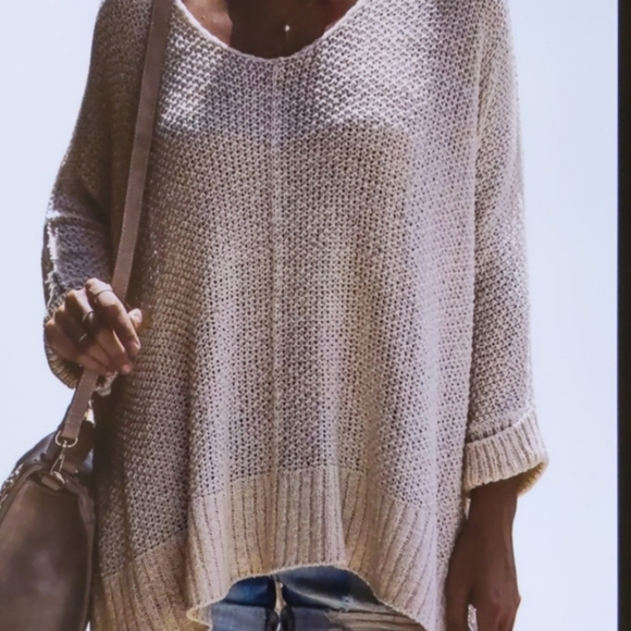 Exlura New Collection Women's Blush Knit Sweater Vneck Oversized Acrylic/Wool - Picture 1 of 7